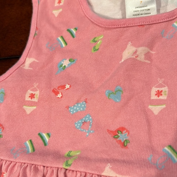 Gymboree Outlet Pool Party Pink 100% Cotton Knit Dress Size 7 - Picture 7 of 9